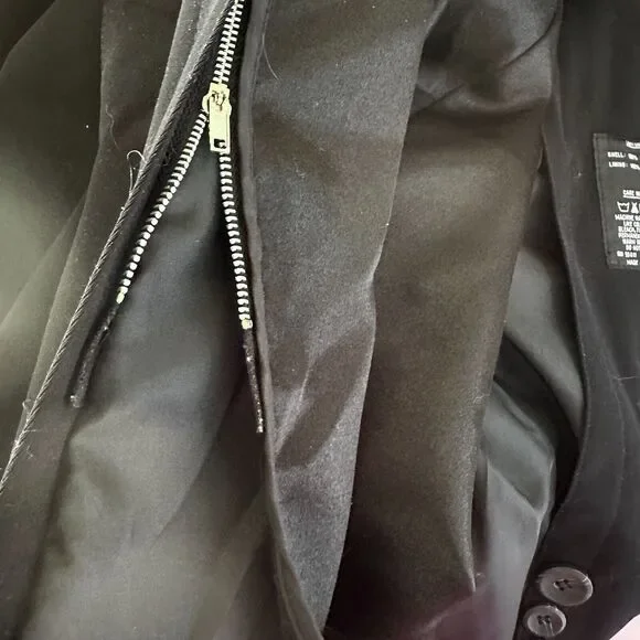 FLEET STREET Coat Women 14 P Black Trench Vintage Overcoat Removable Zip Lining - Picture 7 of 15